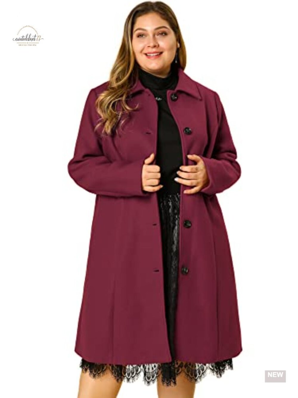 Plus Size Single Breasted Belted Winter Long Coat